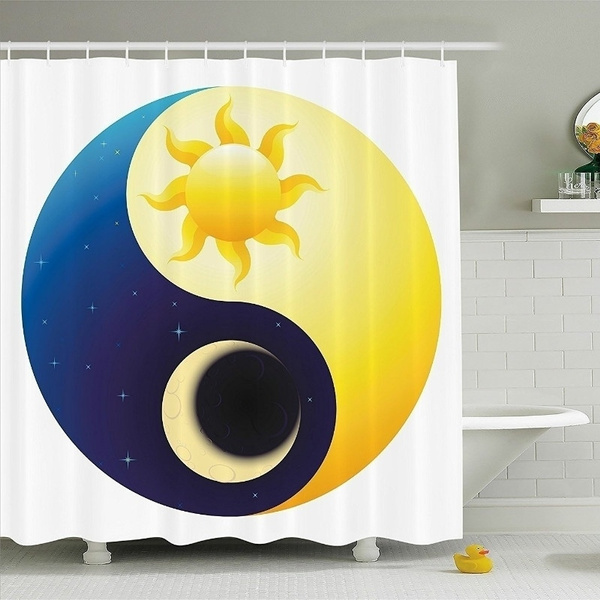 Sun And Moon Decorations Astrology, Moon And Stars Fabric Shower Curtain