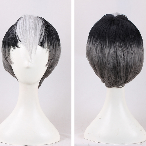 black wig with white bangs