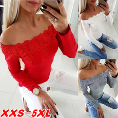 blouse, Slim Fit, Lace, Sleeve