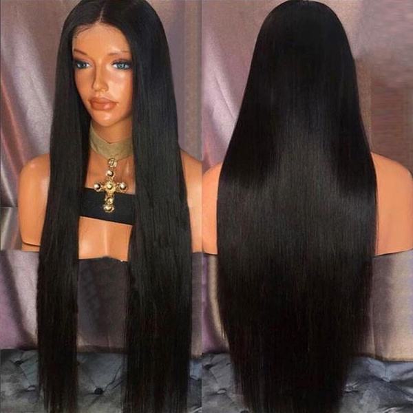 Black wig shop middle part