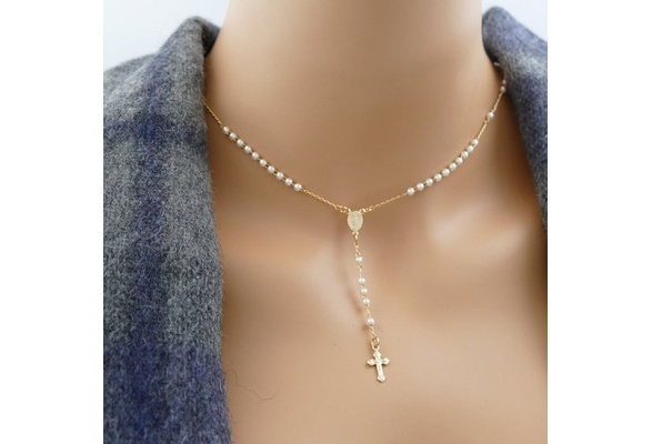 Rosary Necklace Rosary Cross Necklace 