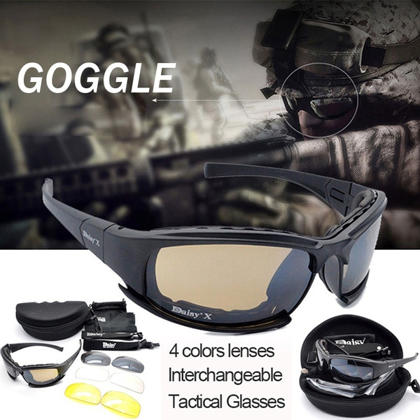 4 Lens Kit Army Goggles Military Sunglasses War Game Sports Tactical Glasses