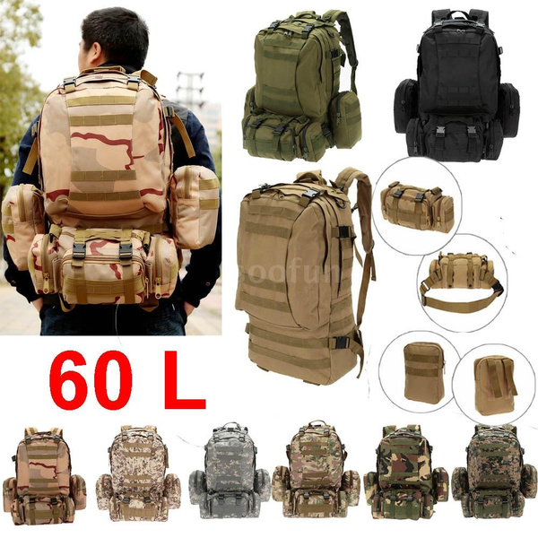 60L Outdoor Military Molle Tactical Backpack Rucksack Camping Bag Travel Hiking