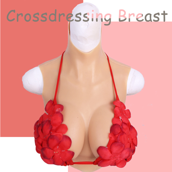 D cup breast plate prosthesis for crossdresser liquid silicone