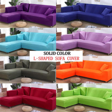 2 Pcs Covers For L Shape Sofa Universal Stretch Fabric Solid Color Corner Couch Elastic Anti-ash Decor Resistant Sofa Slipcover