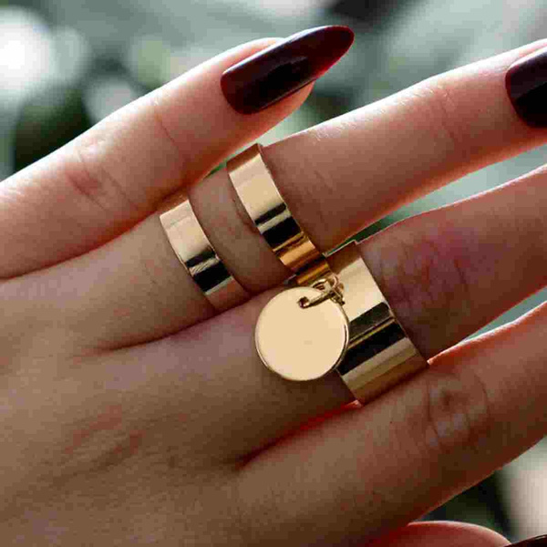 Linawe Black Chunky Rings for Women, Gun Metal Adjustable Hug Ring, Thumb Finger  Ring Jewelry, Spoon Signet Open Ring Stackable - Walmart.com