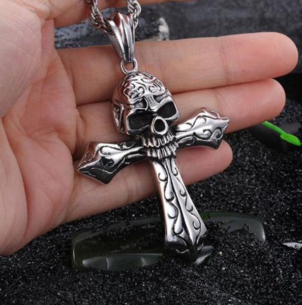 bikers cross necklace