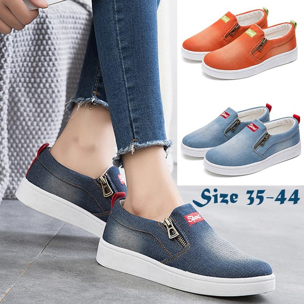 Buy BaZhaHei Fashion Women Students Shoes Round Toe Trainers Solid Color Denim  Shoes Comfortable Soles Slip-On Shoes Simple Flats Fashion Sneakers Girls  Shoes Size 2.5-8 Online at desertcartINDIA