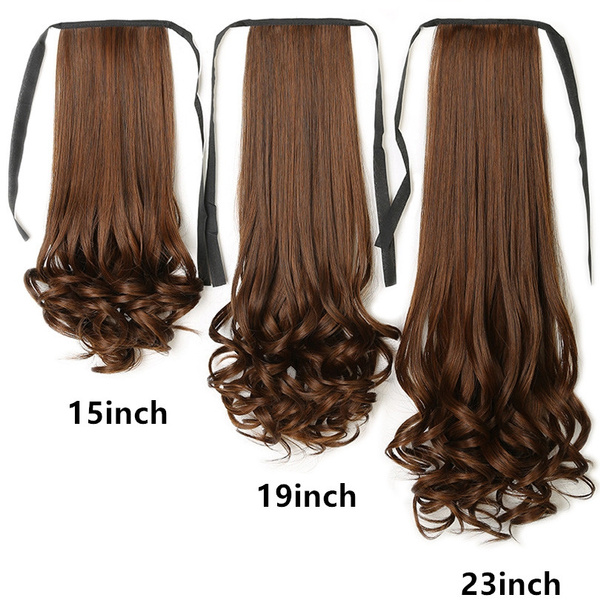 Womens Cute Hair Long Curly Wavy Clip in Pony Tail Hair Extensions Wrap  Around Ponytail Piece Girls Wig 15 19 23inch | Wish
