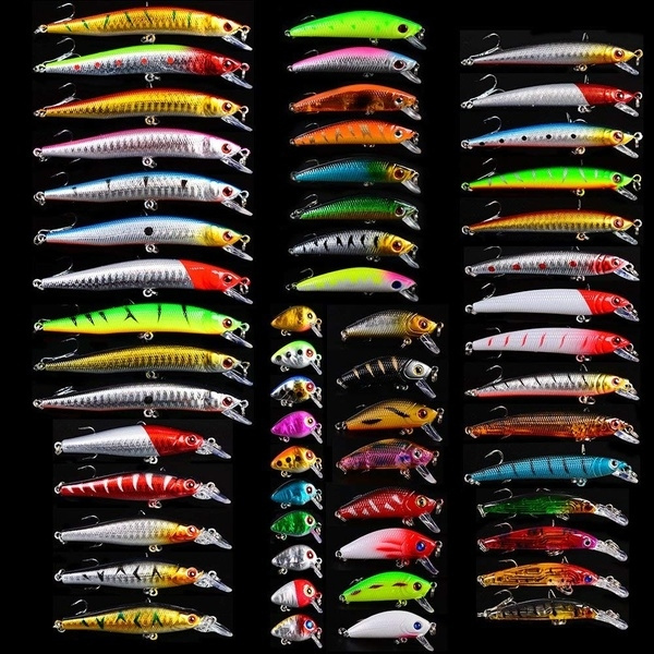 Fishing Lures Set Oakeer Lifelike Minnow Crankbait Pencil VIB Swimbait for Bass  Pike Fit Saltwater and Freshwater 10/20/43/48/56 PCS