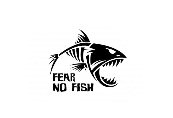 Fishing Fear No Walleye Looking Right Angry bone Skeleton Decal Sticker