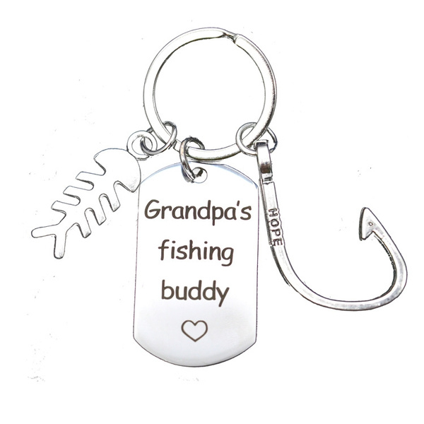 Grandpa's Fishing Buddy Stainless Steel Keyboard Fishhook Fishbone  Grandfather, Father's Day Gift