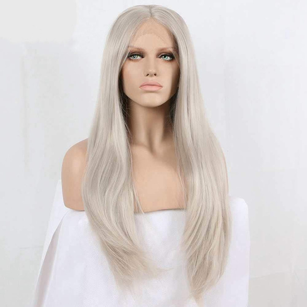 silver blonde lace front wig