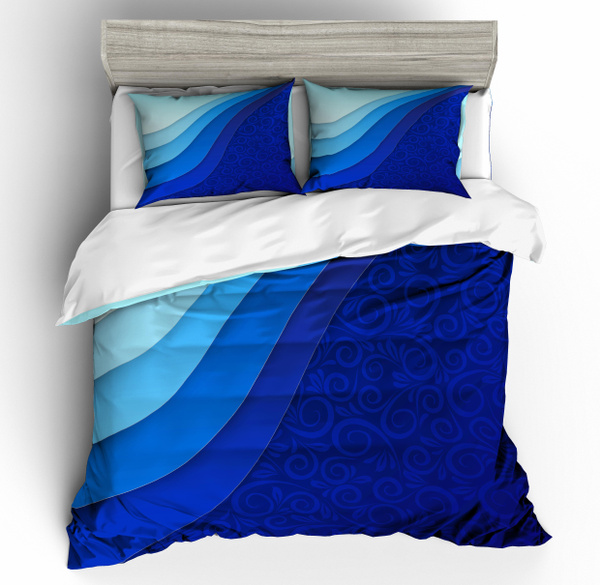 3d Geometry Printed Quilt Cover Blue Doona Set Bedding Duvet Us Cal King Queen Twin Size Gb Single Double Super Au Microfiber Pillow Cases Wish 3d Geometry Printed Quilt Cover Blue, Super King Bedding Set Blue