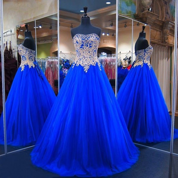 royal blue and gold quinceanera dresses