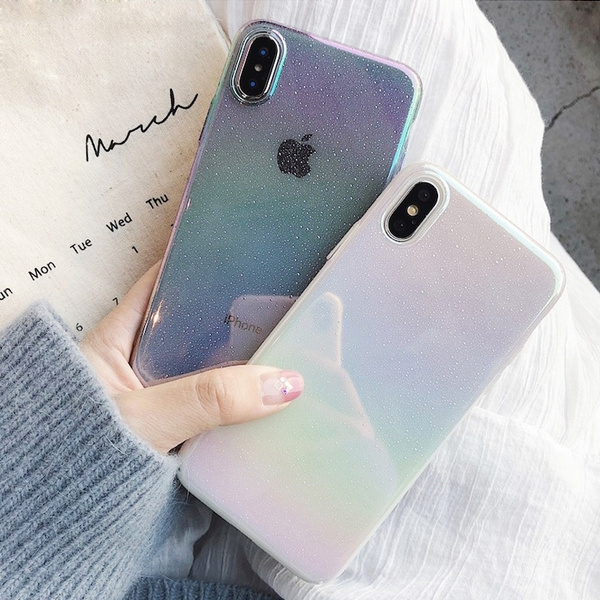 Rainbow Gradient Laser Water Drop Hard Phone Case Colorful Ultra thin Cases For IPhone X XS Max XR 6 6S 7 8 Plus Back Cover Covers IPhone 10 Shells