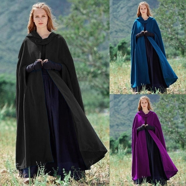 High Quality Winter Maxi Hooded Wool Coat Medieval Vintage Cashmere ...