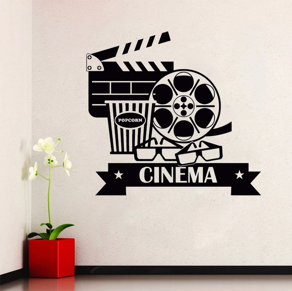 Cinema Wall Stickers Removable Vinyl Movie House Wall Decal Popcorn Cinematography Decoration Cinema Destign Wall Poster Wish