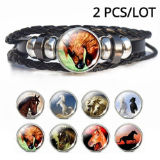 horse, blackleatherbracelet, Jewelry, leather