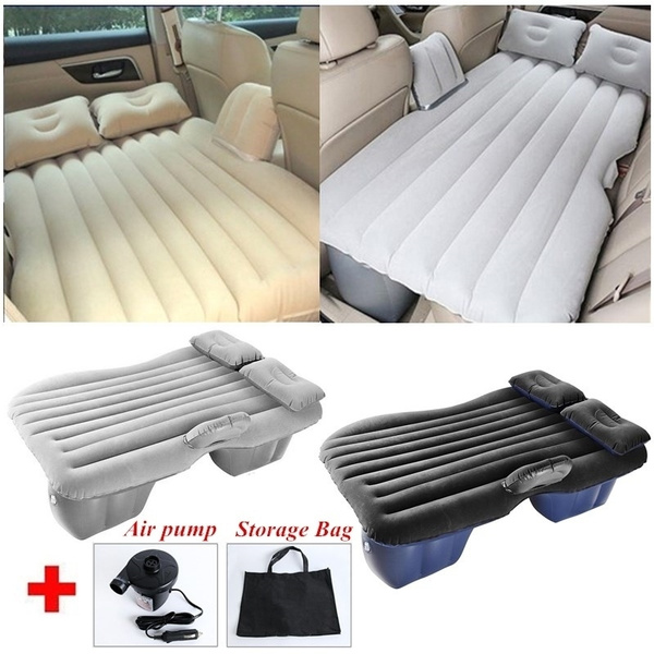 Car Air Bed Travel Camping Inflatable Mattress Back Seat Cushion Two Pillow Pump 