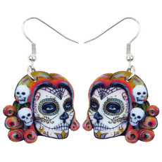 halloweenearring, Fashion, skullearringsdangle, Skeleton