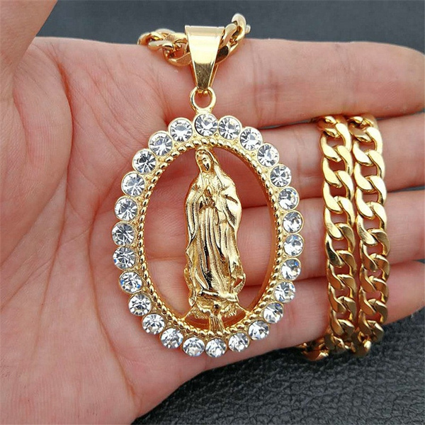 Amazon.com: Virgin Mary Necklace 925 Sterling Silver Religious Christian  Jewelry Oval Medal Coin Pendant Necklace for Women Men : Clothing, Shoes &  Jewelry