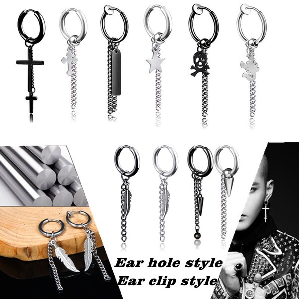 Stainless Steel Cross Stud Earrings For Men And Women KPOP DNA Rock Hip Hop  Grunge Punk Dagger Ear Clip Gothic Jewelry From Brittanmby, $11.39 |  DHgate.Com