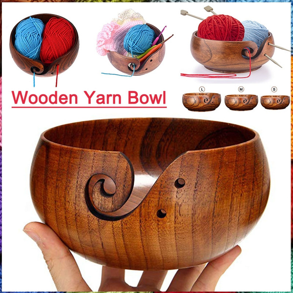 Wooden Yarn Bowl Knitting Bowl Large Crochet Yarn Holder Handmade