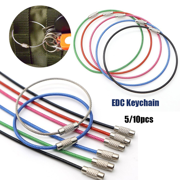 Keys Chain Wire Keyrings Stainless Steel Carabiner Key Holder EDC Keychain