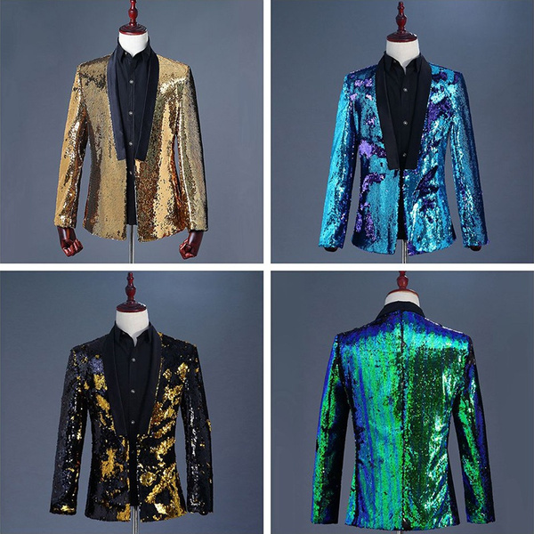 Gold Sequin Jacket Men David Bowie Lightning Bolt Futuristic Jacket Burning  Man Outfit Mens Gold Blazer Shiny Sequin Coat LOVE KHAOS - Etsy