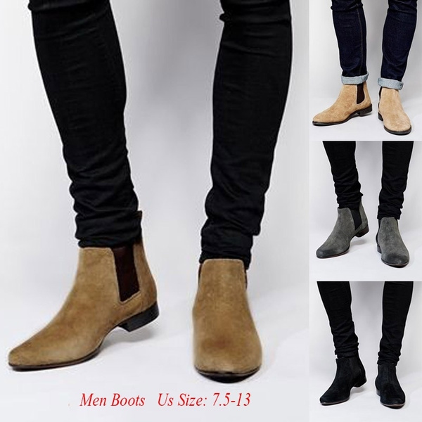 Men's Fashion Low Heel Suede Shoes Casual Shoes Men's Boots Plus Size | Wish