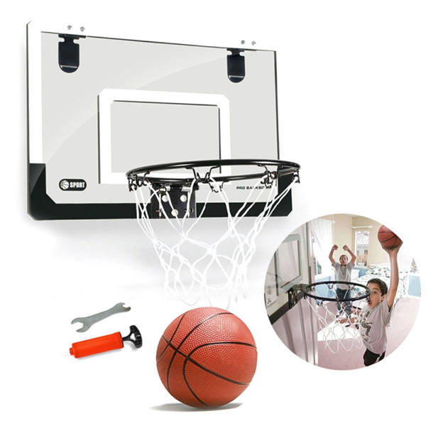 1pc Mini Basketball Hoop Set Indoor Transparent Fitness Sports Backboard for Men 