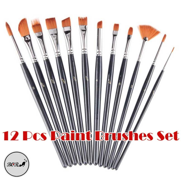 12 Pieces Paint Brushes Set, Professional Fine Tip Paint Brush Set Round  Pointed Tip Nylon Hair artist acrylic paints brush for Watercolor Oil  Painting