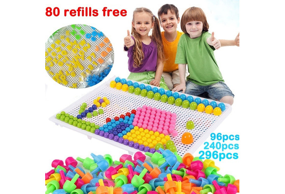 Children Kids Puzzle Peg Board 296 Pegs Early Educational Toys Creative Gifts 