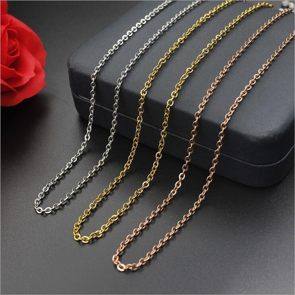 1pcs/bag Gold/Rose Gold Stainless Steel Necklace Chain for Men Women Chain  Necklaces Pendant DIY Jewelry Making
