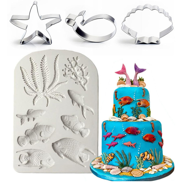 Mermaid Cake Topper Cupcake Toppers Sea Creatures Beach Cake - Temu