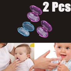 2Pcs Soft Silicone Safe Baby Toothbrush Children Training Teether Oral Cleanning 