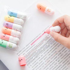 6pcs /Set Cute Pill Mini Highlighter Marker Drawing Pen School Office Supply Kids Student Stationery