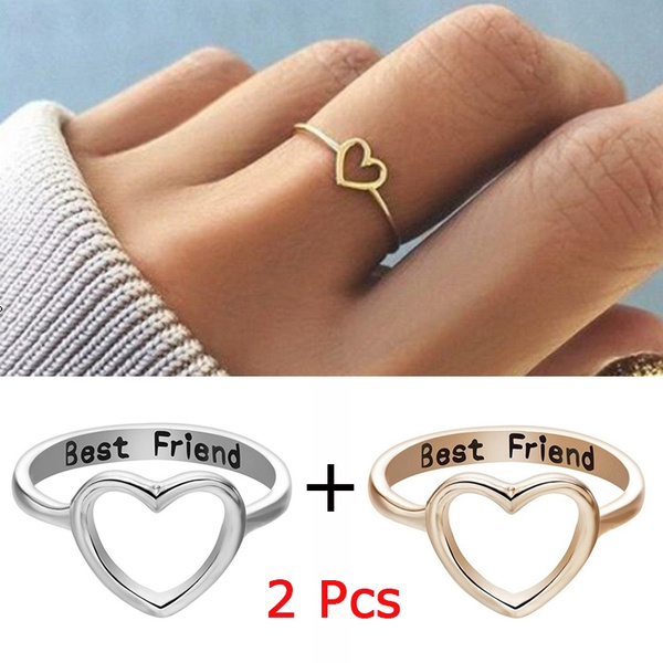 Friendship Rings Matching 2 Ring Custom Initials Pinky Swear Heart Ring Set  Pinky Promise Ring Best Friend Gift Couples Rings - Etsy