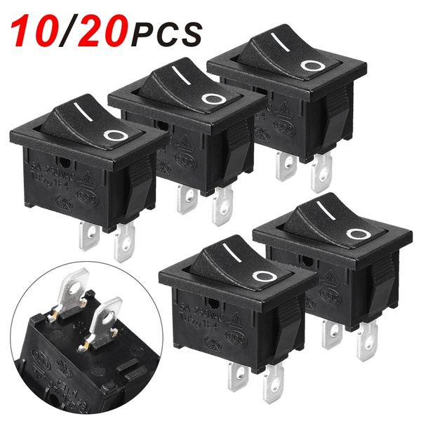 10/20pcs Mini SPST Rocker Switch ON-OFF AC 125V/6A 250V/3A 2 Terminal 2 ...