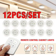 3/6/9/12Pcs Wireless Remote Control LED Cabinet Light Under Closet Lamp Bright White Light for Kitchen Cabinet Closet Bedroom Stairs