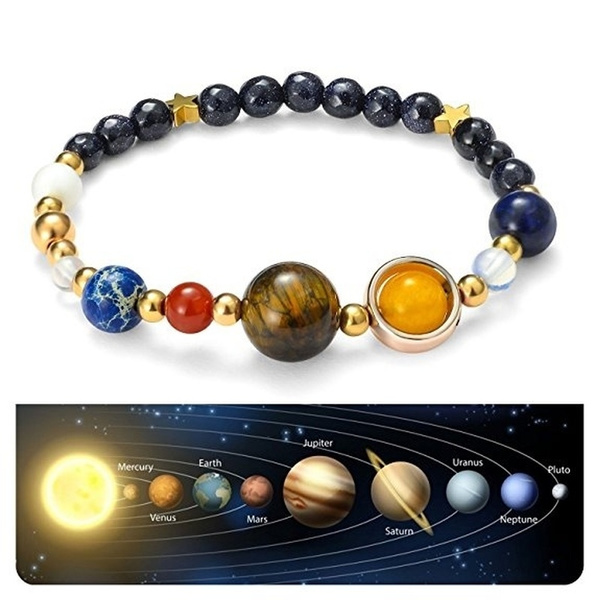 Nine Planets (plus Sun and Moon) Natural Stone Bracelet – Little Shop with  Magic