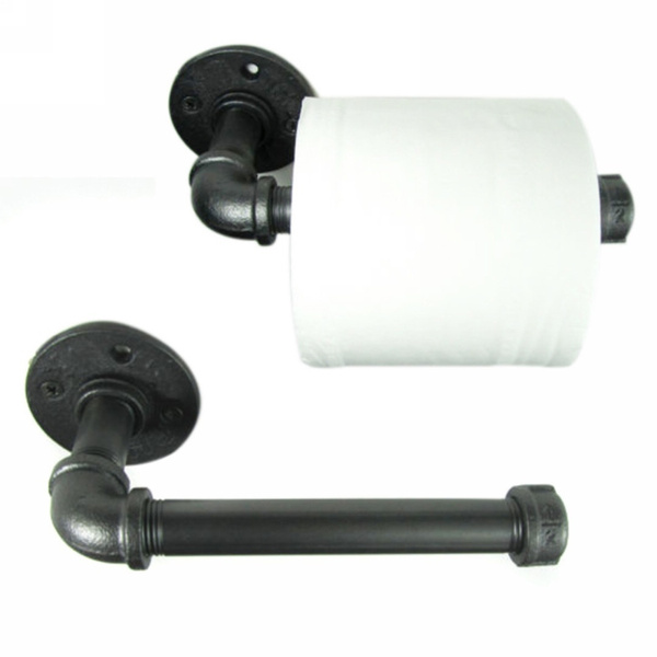 Industrial Retro Urban Style Iron Pipe Wall Mounted Toilet Paper Holder Roller Industrial Retro Urban Style Iron Pipe Wall Mounted Toilet Paper Holder Roller