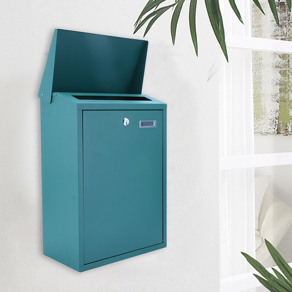 Large Mail Box Locking Letter Box Wall Mounted Lockable Outdoor Postbox Wish