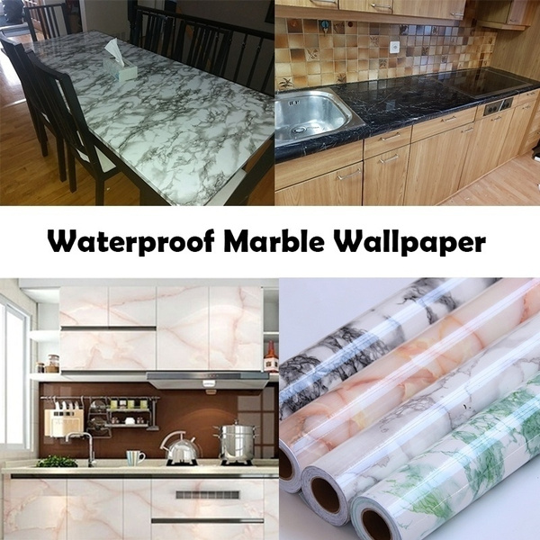 Marble Waterproof Self Adhesive Wallpaper For Kitchen Cupboard Cabinet Countertop Tabletop Bathroom Decor Wish