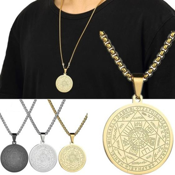 Religious 3 colors Classic Gift Round Totem Stainless Steel Seals Of The Seven Archangels