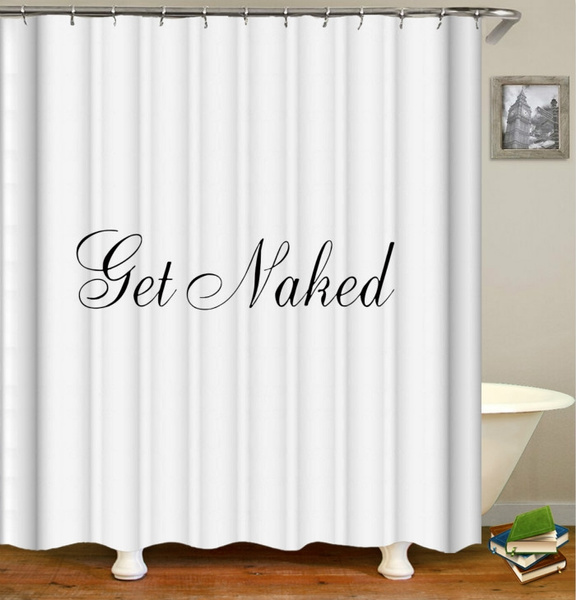 Home White Shower Curtains Bathroom, Script Shower Curtain
