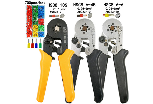 0.25-6mm2 24-10 AWG Mini-type Self-Adjustable Crimping Plier HSC8 6-4B 1Pcs 