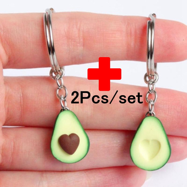 Fashion jewelry fruit key chain 3D chain ceramic soft avocado key chain 