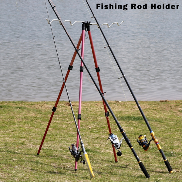 Sougayilang Portable Fishing Rod Holder Tripod Stand Aluminum Alloy Telescopic  Fishing Pole Holder 2 Colors and 2 Sizes
